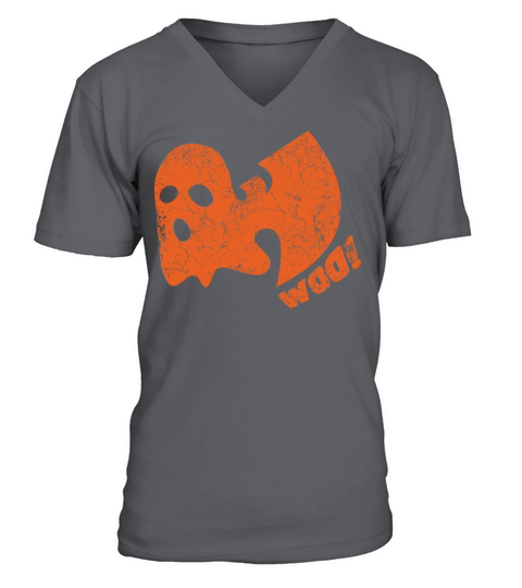 halloween ghost woo wutang orange V-Neck T-shirt