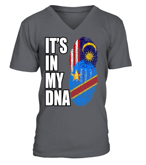 Malaysian And Congolese Mix Heritage DNA Flag V-Neck T-shirt