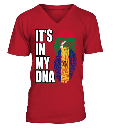 Maldivian And Barbadian Mix Heritage DNA Flag V-Neck T-shirt