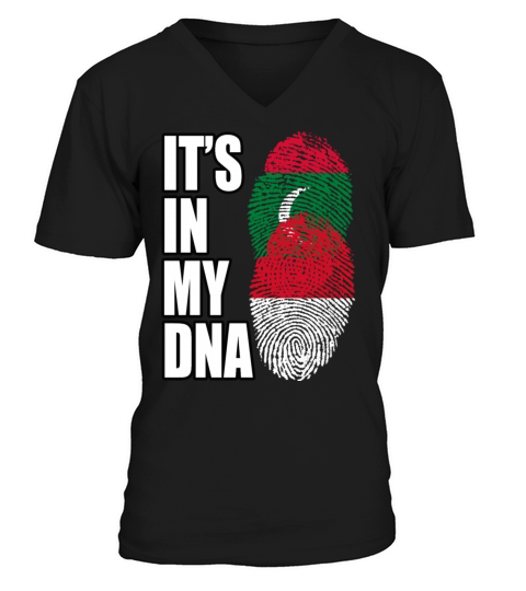 Maldivian And Indonesian Mix Heritage DNA Flag V-Neck T-shirt