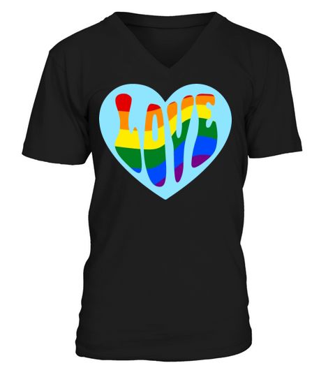 Rainbow Love Heart LGBT Gay Pride Month V-Neck T-shirt