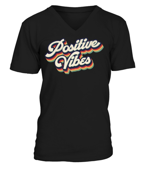 Retro Vintage Positive Vibes V-Neck T-shirt