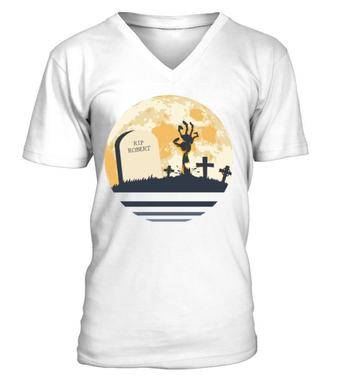 ROBERT Grave Tombstone Halloween Zombie Spooky V-Neck T-shirt