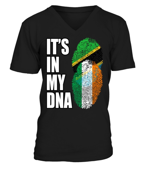 Tanzanian And Irish Vintage Heritage DNA Flag V-Neck T-shirt