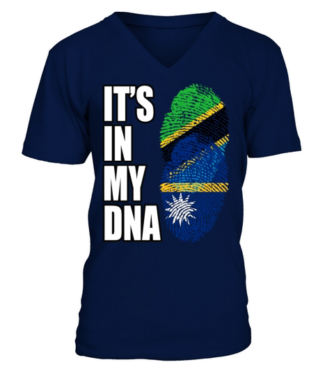 Tanzanian And Nauruan Vintage Heritage DNA Flag V-Neck T-shirt