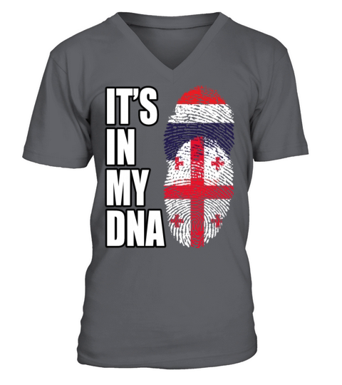Thai And Georgian Vintage Heritage DNA Flag V-Neck T-shirt