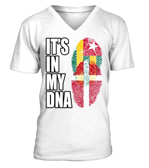 Togolese And Danish Mix Heritage DNA Flag V-Neck T-shirt