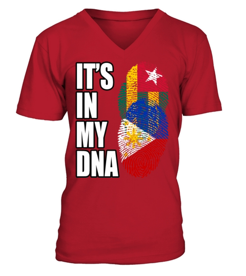 Togolese And Filipino Mix Heritage DNA Flag V-Neck T-shirt