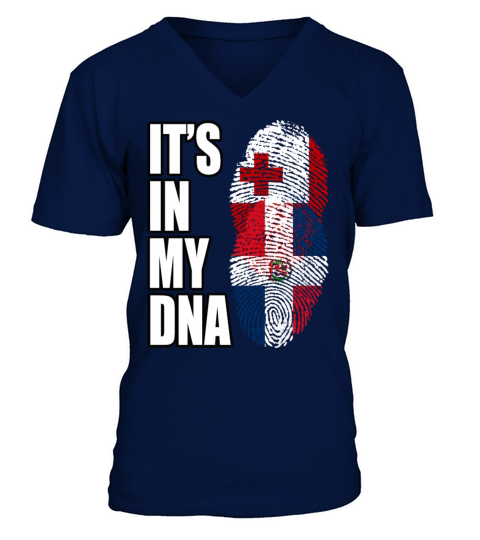 Tongan And Dominican Mix Heritage DNA Flag V-Neck T-shirt