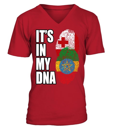 Tongan And Ethiopian Mix Heritage DNA Flag V-Neck T-shirt