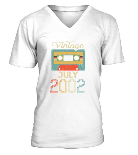 Vintage July 2002 20th Birthday 20 Year Gift V-Neck T-shirt