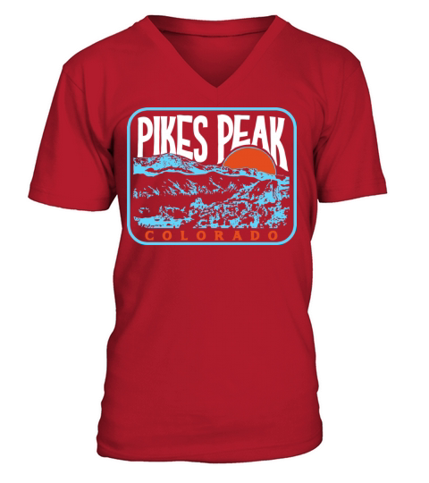 Vintage Pikes Peak Colorado Retro Style Mountains V-Neck T-shirt