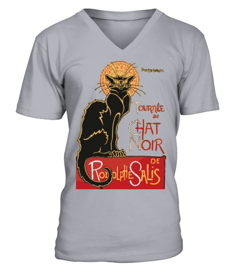 Vintage Tournee Du C Noir Black Cat V-Neck T-shirt
