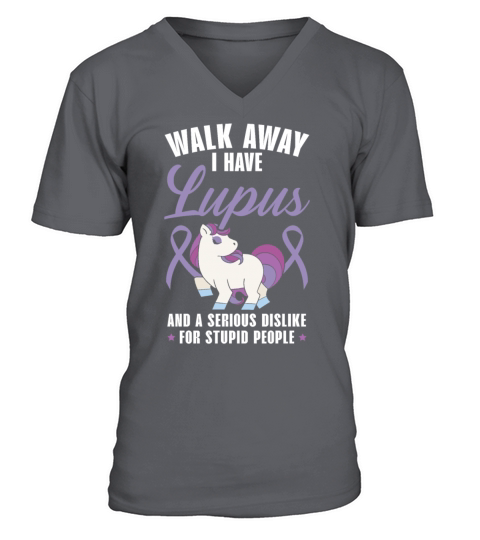 Walk Away I Have Lupus Unicorn Lupus Awareness V-Neck T-shirt