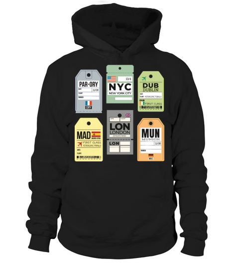 Paris NYC Dublin Madrid London Munich travel tags Hoodie Unisex