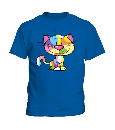 Cute Kitty Cartoon Colorful Pop Art Design Kids T-Shirt