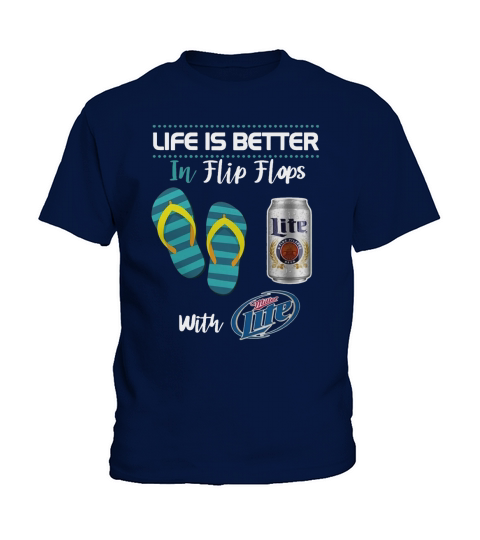 Life Is Better In Flip Flops With Miller Lite Beer - Unisex Long Sleeve Kids T-Shirt