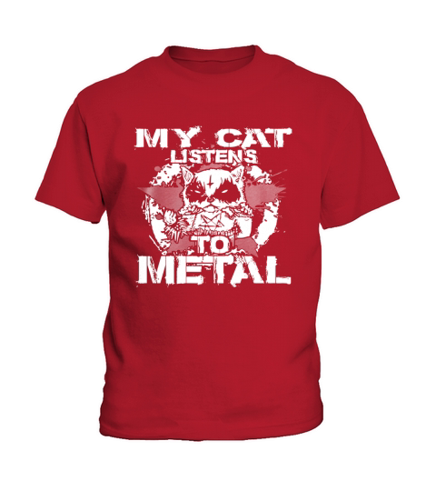 My Cat Listens to metal t-shirt Kids T-Shirt
