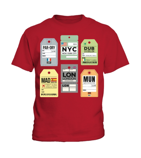 Paris NYC Dublin Madrid London Munich travel tags Kids T-Shirt
