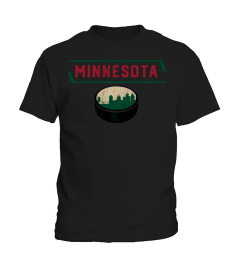 Vintage Mpls Stp Minnesota Hockey City Skyline Kids T-Shirt
