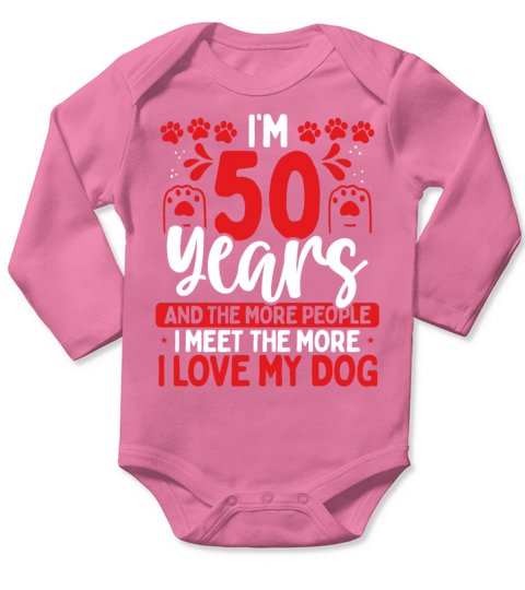50 Year Old Dog Dad Dog 50th Birthday Pet Lover Long Sleeve Baby One-Piece