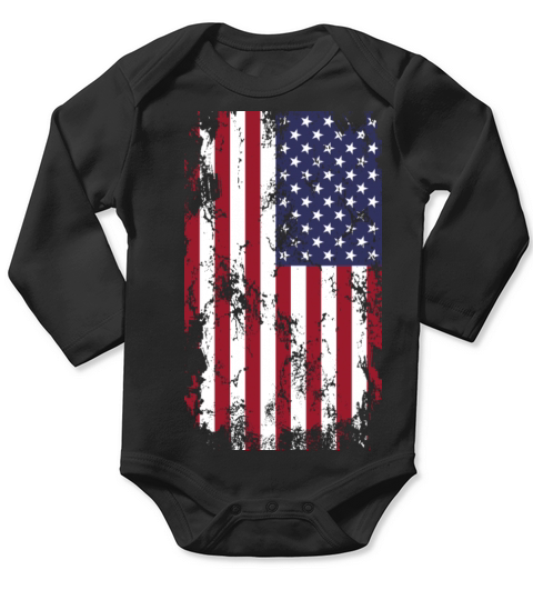 American flag vintage style grunge texture Long Sleeve Baby One-Piece