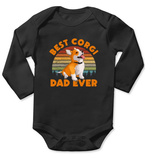 Best Corgi Dad Ever Retro Long Sleeve Baby One-Piece