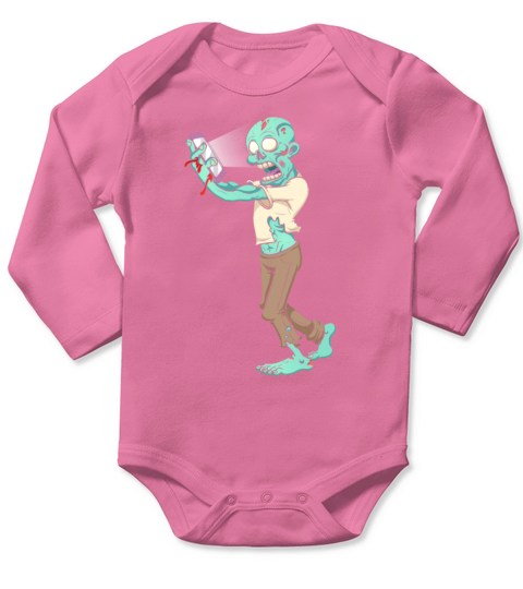 Cellphone addict zombie boy children halloween Long Sleeve Baby One-Piece