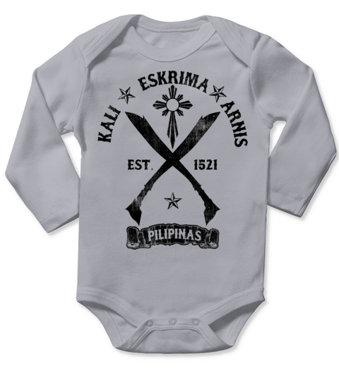 Cool Distressed Kali Arnis Eskrima T-Shirt - Cross Sword Tee Long Sleeve Baby One-Piece