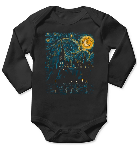 École de Poudlard à la Van Gogh Long Sleeve Baby One-Piece