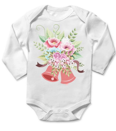 Flowers with Bell Florist Long Sleeve Baby One-Piece