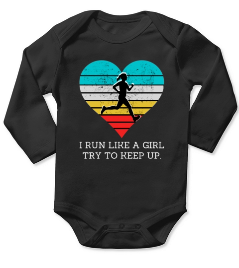 Girls Cross Country Running Retro Vintage Run Tumb Long Sleeve Baby One-Piece