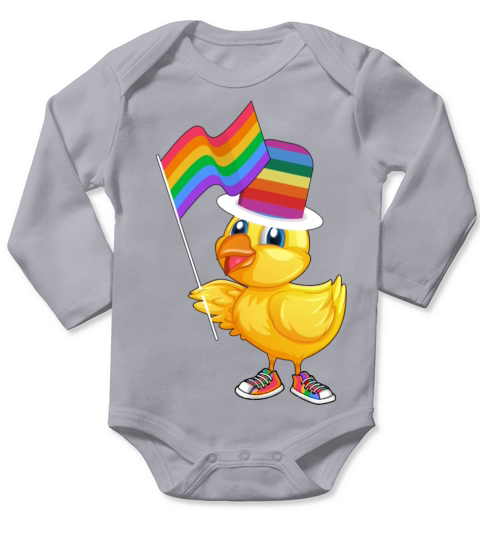 LGBTQ Rubber Duck Colorful Rainbow LGBT Pride Long Sleeve Baby One-Piece