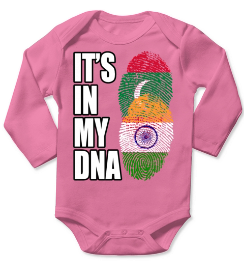 Maldivian And Indian Mix Heritage DNA Flag Long Sleeve Baby One-Piece