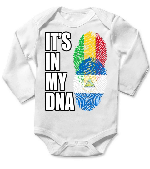 Malian And Nicaraguan Mix Heritage DNA Flag Long Sleeve Baby One-Piece