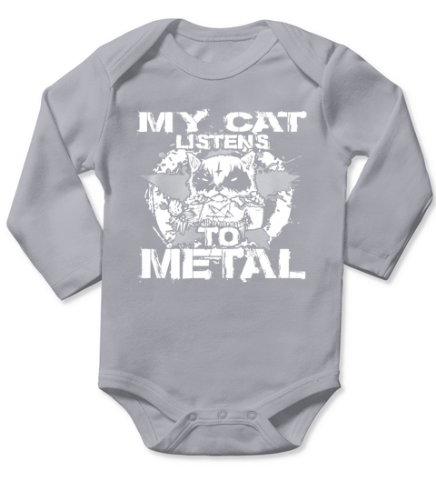 My Cat Listens to metal t-shirt Long Sleeve Baby One-Piece