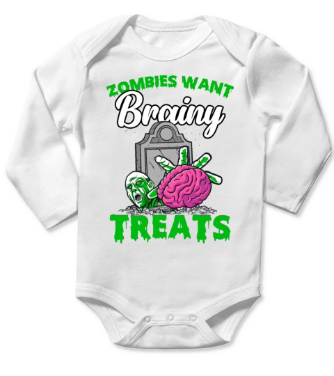 Spooky Halloween Zombie For Trick Or Treat Brainy Long Sleeve Baby One-Piece