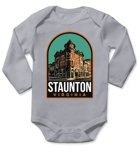 Staunton Virginia Historic Downtown Vintage Long Sleeve Baby One-Piece