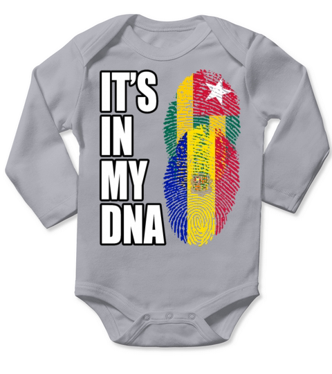 Togolese And Andorran Mix Heritage DNA Flag Long Sleeve Baby One-Piece
