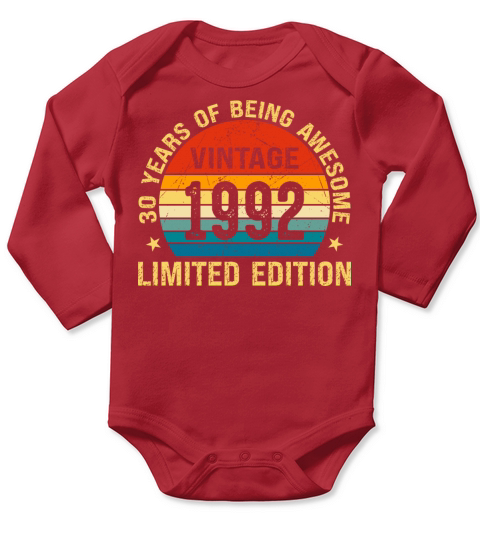 Vintage 1992 30th Years Old Long Sleeve Baby One-Piece