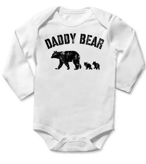 Vintage Daddy Bear with 2 Two Cubs Dad Father Papa T-Shirt Long Sleeve Baby One-Piece