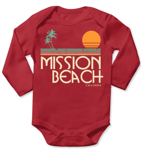 Vintage Mission Beach California Long Sleeve Baby One-Piece