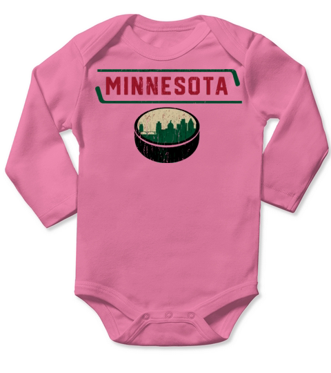 Vintage Mpls Stp Minnesota Hockey City Skyline Long Sleeve Baby One-Piece