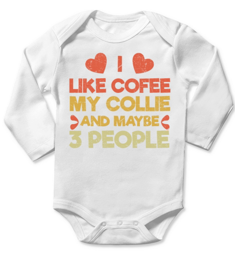 Vintage Pet Dog Like Coffee Love Collie Long Sleeve Baby One-Piece