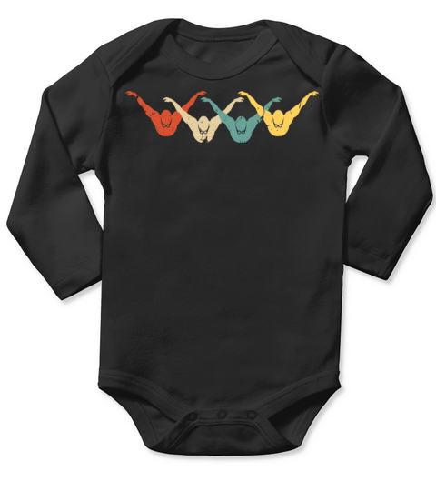 Vintage Swimmer Silhouette Retro Swim Long Sleeve Baby One-Piece