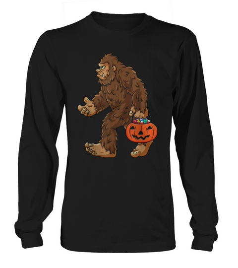 Original Bigfoot Jack O Lantern Funny Halloween Boys Kids Sasquatch shirt Long sleeved Unisex