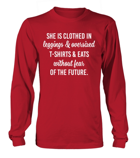She Is Clothed In Leggings Oversized T Shirt Eats Long sleeved Unisex