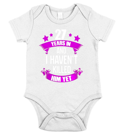27th Wedding Anniversary T-Shirt For Wife. Funny Gifts Ideas Short Sleeve Baby One-Piece