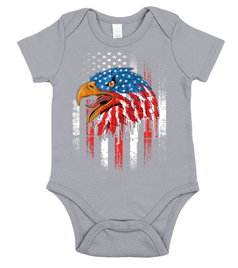 4th of July USA Flag Eagle Funny Vintage Short Sleeve Baby One-Piece