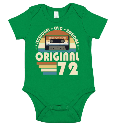 50th birthday vintage 1972 original 1972 Short Sleeve Baby One-Piece